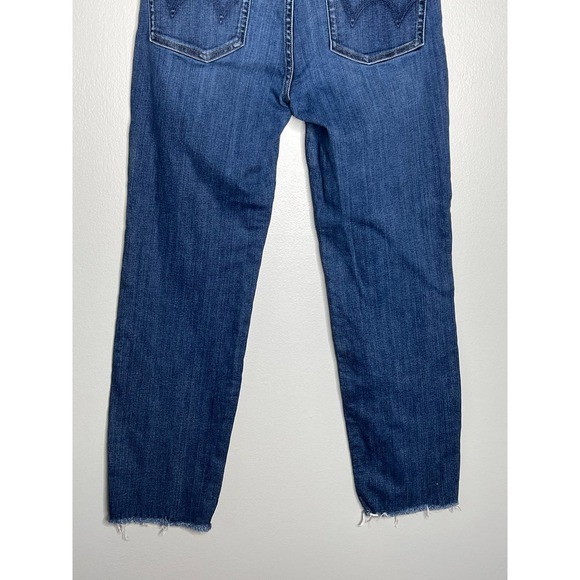 Edwin Bree Slim Fit Cut Raw Hem Straight Leg Crop Jeans in Deja Blue Women's 26 - Picture 9 of 10